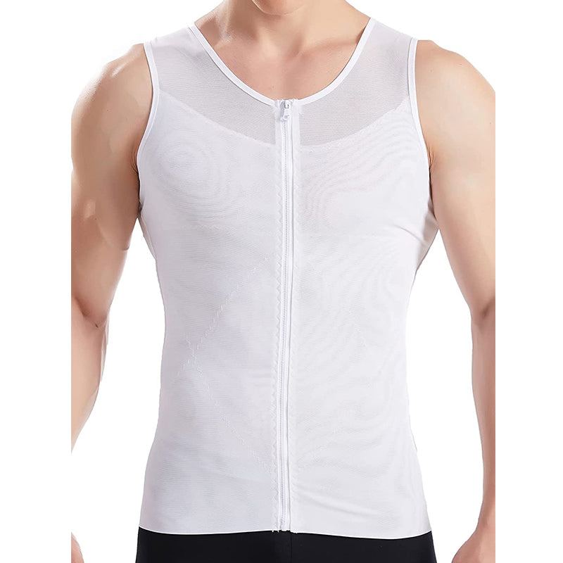 HANERDUN Men Compression Shirt Slimming Body Shaper Vest Tummy Control Shapewear with Zipper