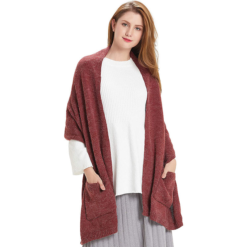 HANERDUN Women Warm Pashmina Shawl Wrap Winter Soft Cashmere Scarf with Pockets