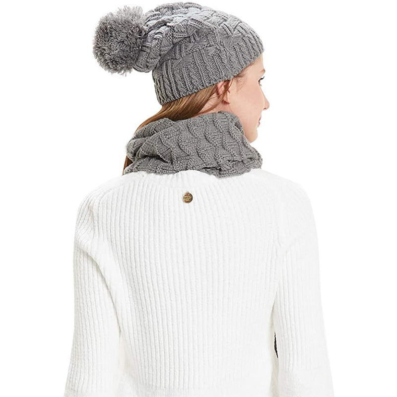 HANERDUN Women Girls Fashion Winter Warm Knitted Hat Beanie Hat Scarf Set