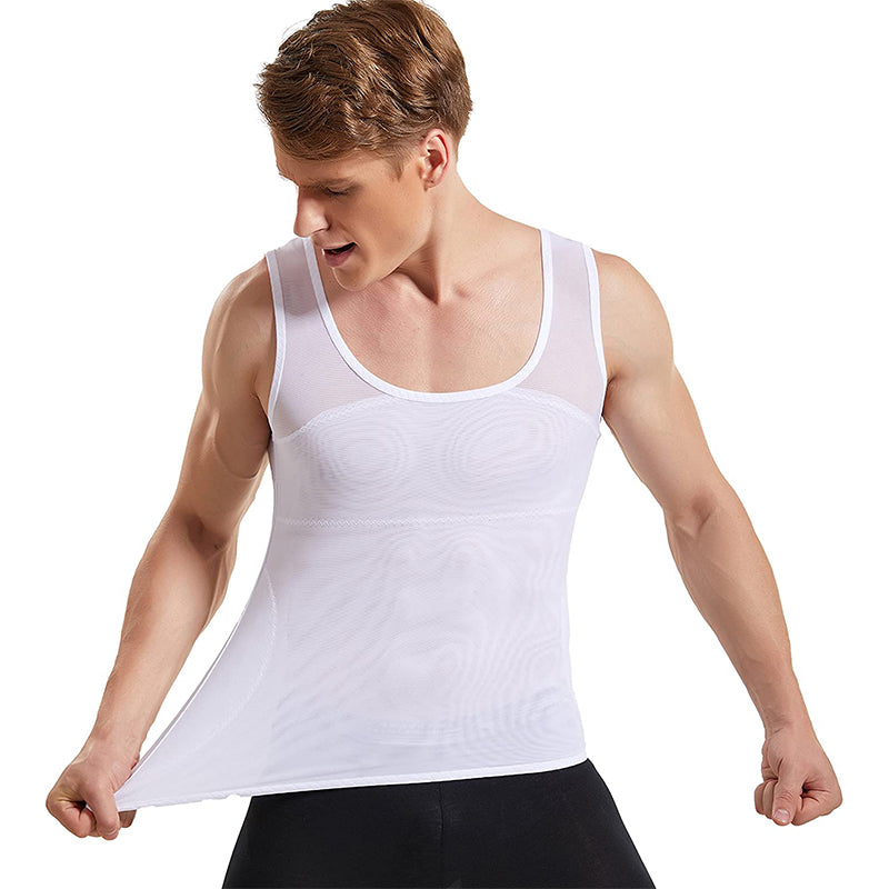 HANERDUN Men Sports Shirt Body Shaper Chest Compression Shirt Hide Gynecomastia Slimming Vest