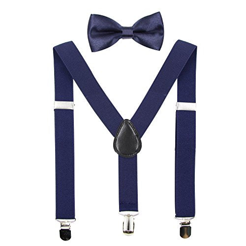 Hanerdun Kids Suspenders Bowtie Sets Adjustable Suspender Set for Boys and Girls