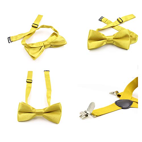 Hanerdun Kids Suspenders Bowtie Sets Adjustable Suspender Set for Boys and Girls