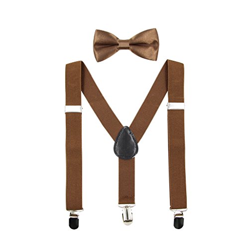 Hanerdun Kids Suspenders Bowtie Sets Adjustable Suspender Set for Boys and Girls
