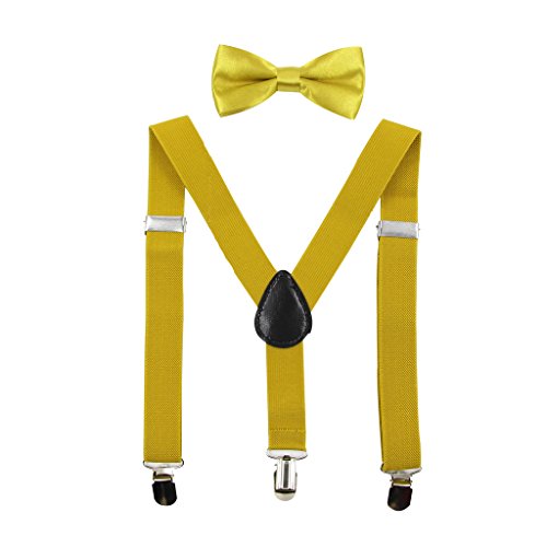 Hanerdun Kids Suspenders Bowtie Sets Adjustable Suspender Set for Boys and Girls