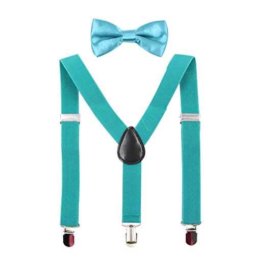 Hanerdun Kids Suspenders Bowtie Sets Adjustable Suspender Set for Boys and Girls