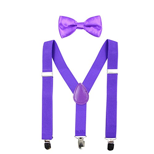 Hanerdun Kids Suspenders Bowtie Sets Adjustable Suspender Set for Boys and Girls