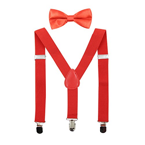 Hanerdun Kids Suspenders Bowtie Sets Adjustable Suspender Set for Boys and Girls