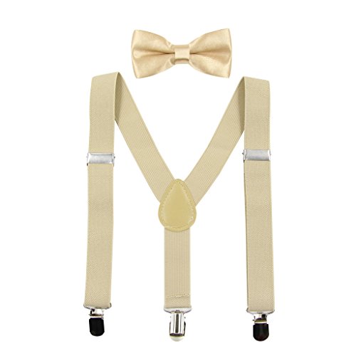 Hanerdun Kids Suspenders Bowtie Sets Adjustable Suspender Set for Boys and Girls