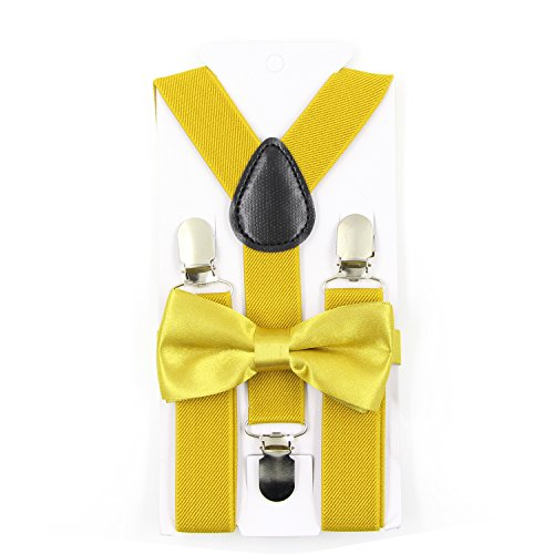 Hanerdun Kids Suspenders Bowtie Sets Adjustable Suspender Set for Boys and Girls