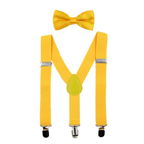 Hanerdun Kids Suspenders Bowtie Sets Adjustable Suspender Set for Boys and Girls