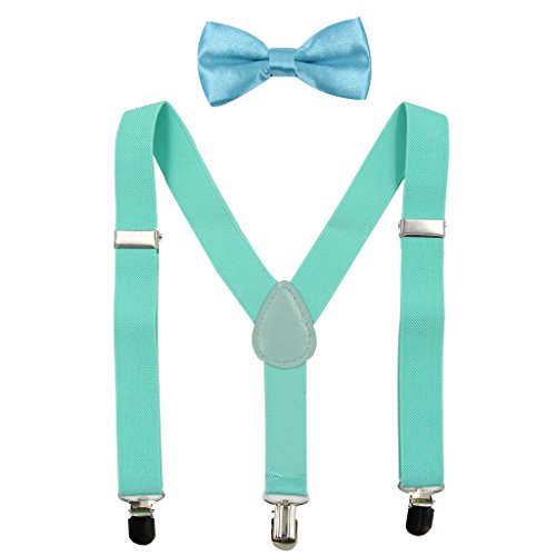 Hanerdun Kids Suspenders Bowtie Sets Adjustable Suspender Set for Boys and Girls
