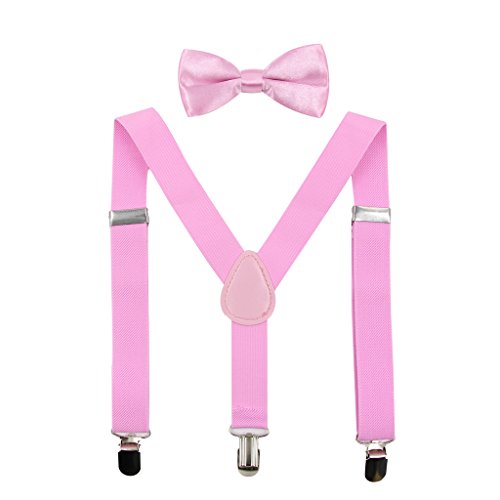 Hanerdun Kids Suspenders Bowtie Sets Adjustable Suspender Set for Boys and Girls