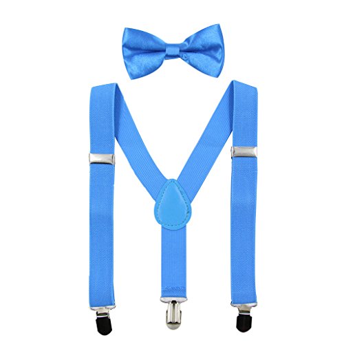 Hanerdun Kids Suspenders Bowtie Sets Adjustable Suspender Set for Boys and Girls