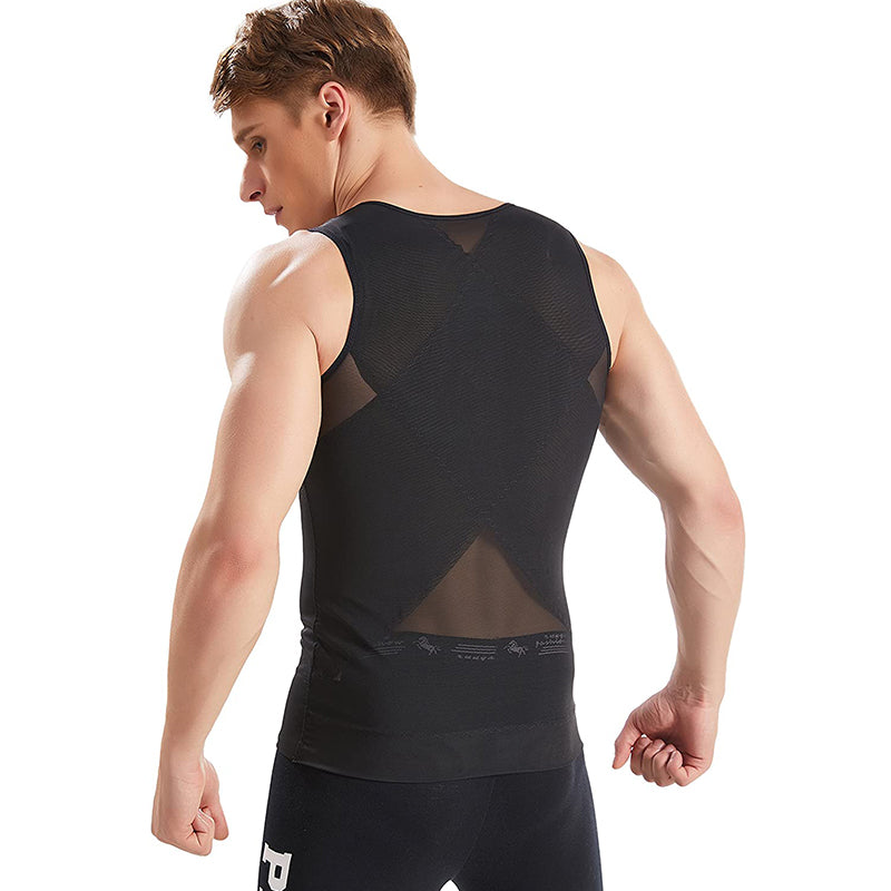 HANERDUN Men Compression Shirt Slimming Body Shaper Vest Tummy Control Shapewear with Zipper
