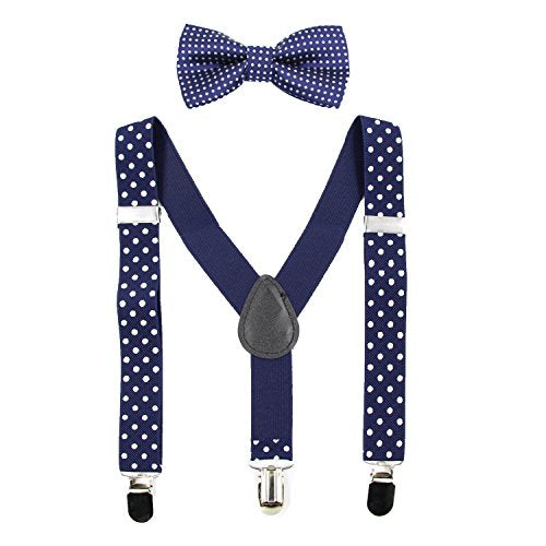 Hanerdun Kids Suspenders Bowtie Sets Adjustable Suspender Set for Boys and Girls