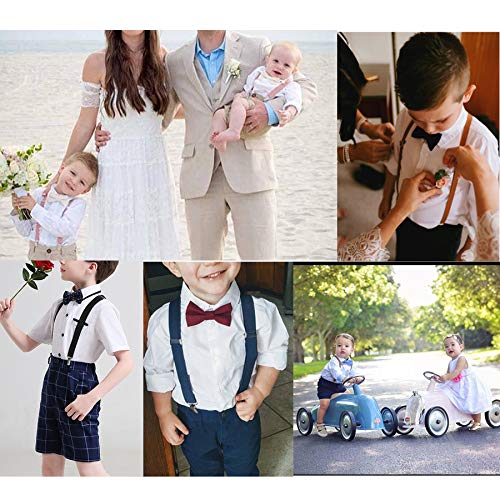 Hanerdun Kids Suspenders Bowtie Sets Adjustable Suspender Set for Boys and Girls