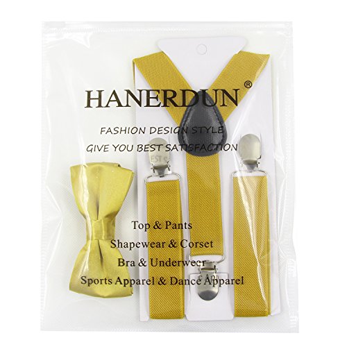 Hanerdun Kids Suspenders Bowtie Sets Adjustable Suspender Set for Boys and Girls