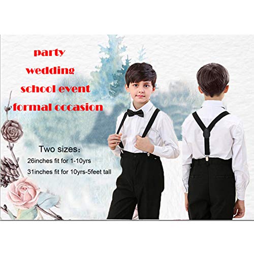 Hanerdun Kids Suspenders Bowtie Sets Adjustable Suspender Set for Boys and Girls