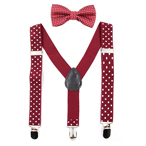 Hanerdun Kids Suspenders Bowtie Sets Adjustable Suspender Set for Boys and Girls