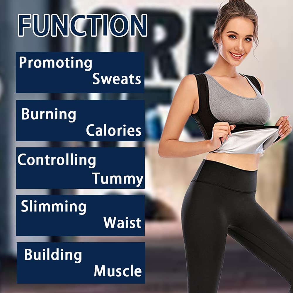 HANERDUN Women's Sauna Suit Workout Vest Weight Loss Shirt Tank Top Shapewear
