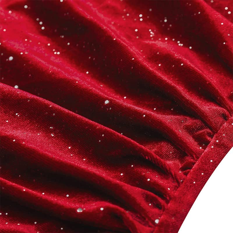 HANERDUN Women's Long Sleeve Glitter Mini Wrap Dress V Neck Velvet Bodycon Ruched Cocktail Party Dresses