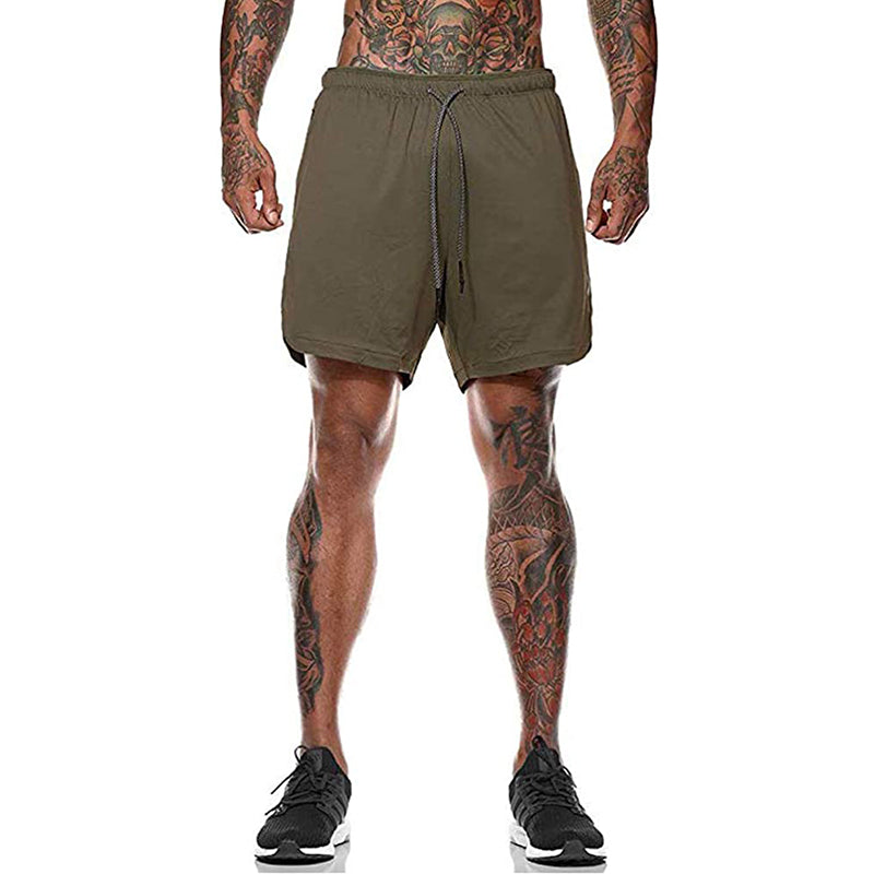 HANERDUN Men 2 in 1 Workout Running Athletic Shorts Sport Pants with Pocket
