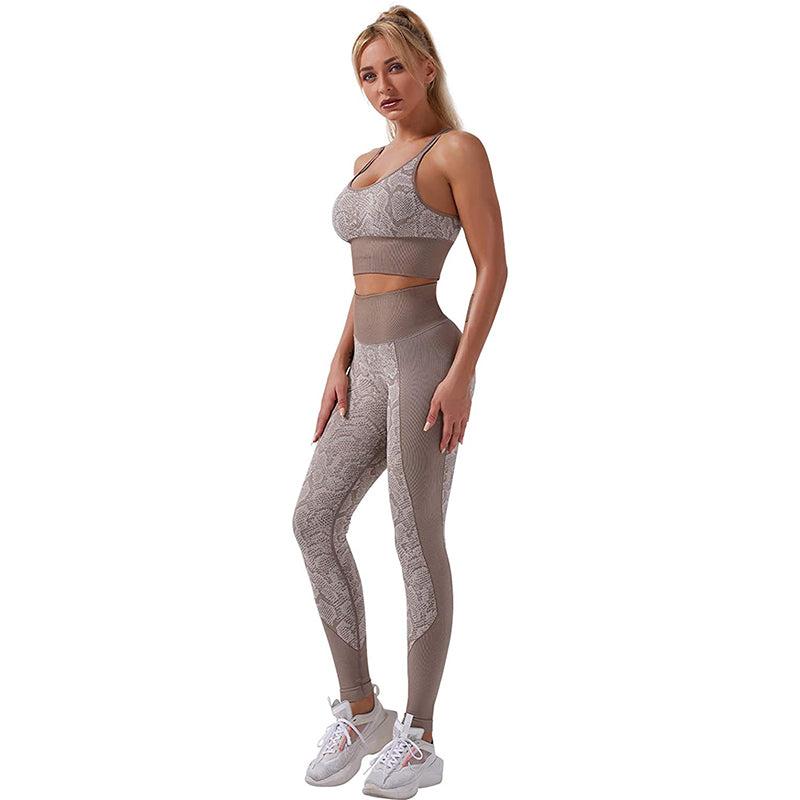 HANERDUN 2 Piece Outfit Workout Yoga Gym High Waist Leggings with Sport Bra Set for Women