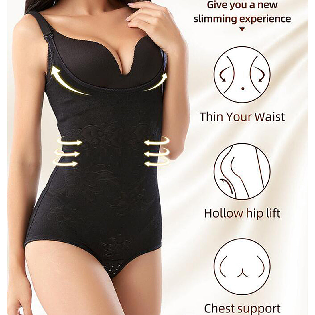 Hanerdun Women Tummy Control Shapewear Female Compression Bodysuit
