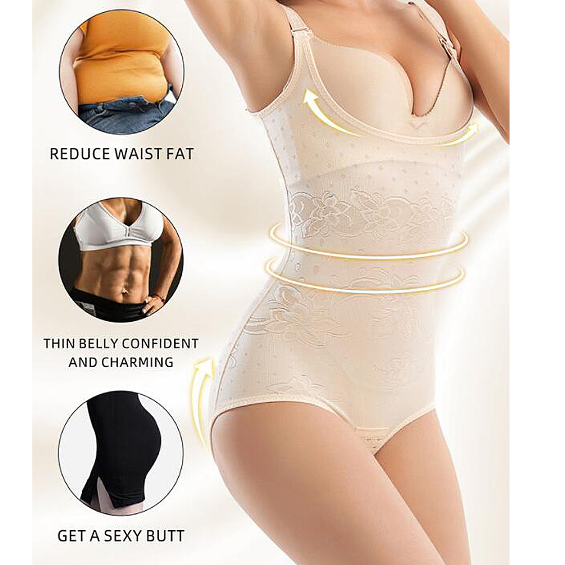 Hanerdun Women Tummy Control Shapewear Female Compression Bodysuit