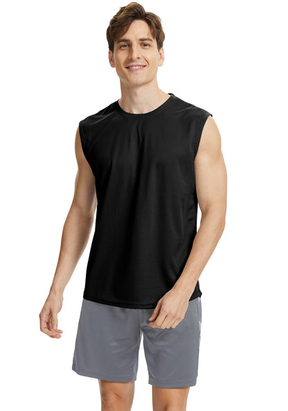 Hanerdun Mens Workout Tank Tops Dry-Fit Athletic Running Sleeveless Mesh Shirts 2PCS