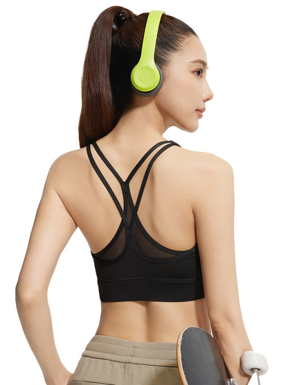 Hanerdun Womens Sports Bras Crossback Padded Supportive for Athletic Workout Yoga Running