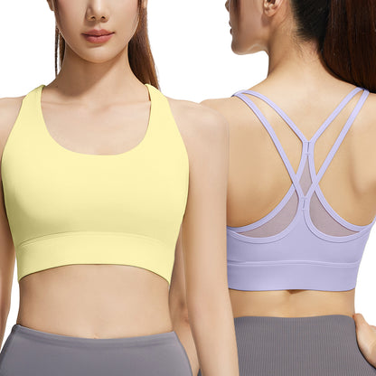 Hanerdun Womens Sports Bras Crossback Padded Supportive for Athletic Workout Yoga Running