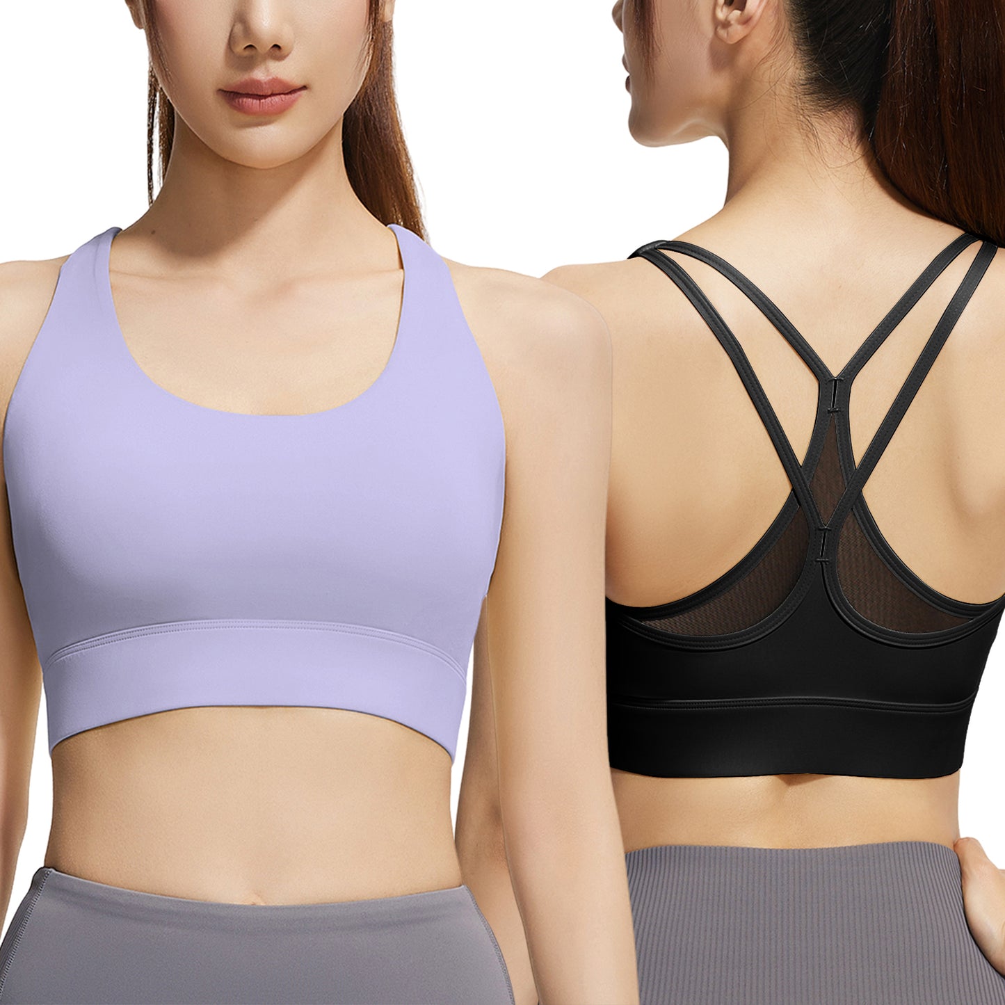 Hanerdun Womens Sports Bras Crossback Padded Supportive for Athletic Workout Yoga Running