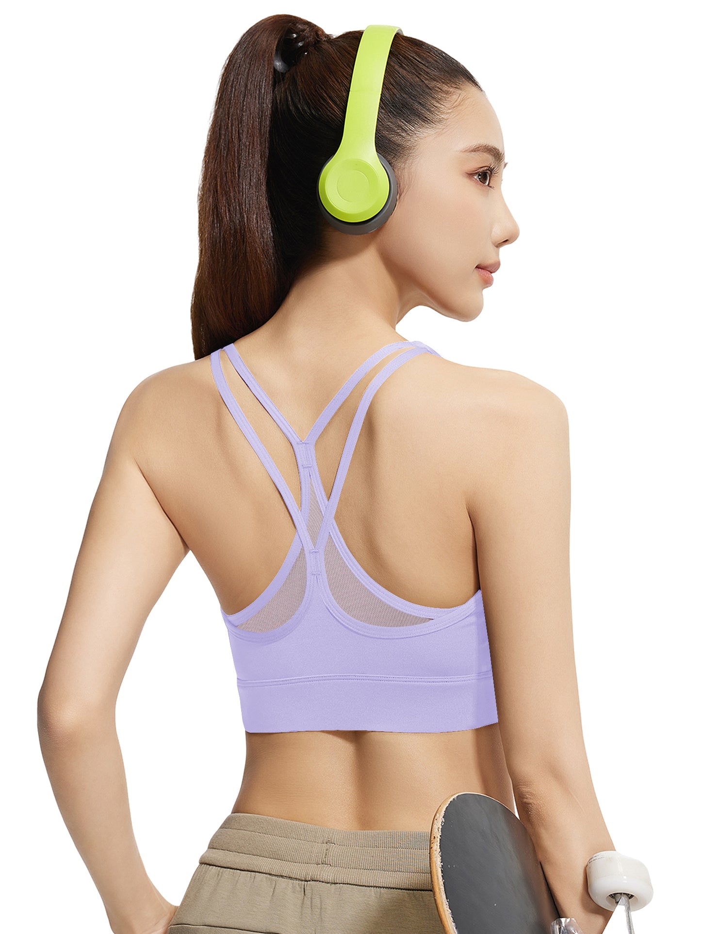 Hanerdun Womens Sports Bras Crossback Padded Supportive for Athletic Workout Yoga Running