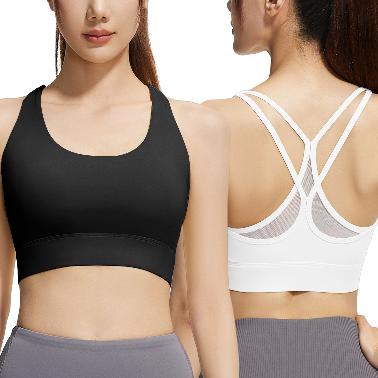 Hanerdun Womens Sports Bras Crossback Padded Supportive for Athletic Workout Yoga Running