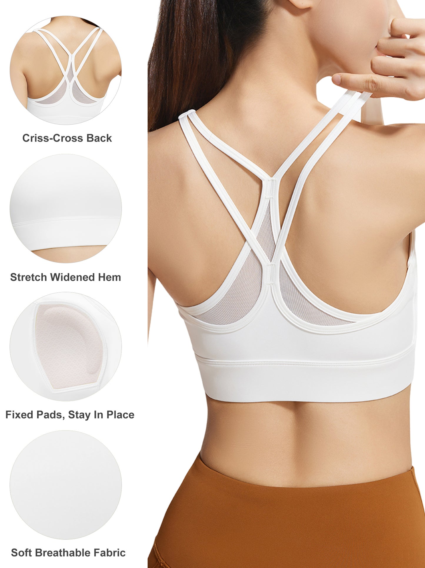 Hanerdun Womens Sports Bras Crossback Padded Supportive for Athletic Workout Yoga Running