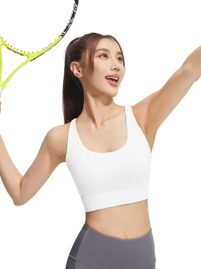 Hanerdun Womens Sports Bras Crossback Padded Supportive for Athletic Workout Yoga Running