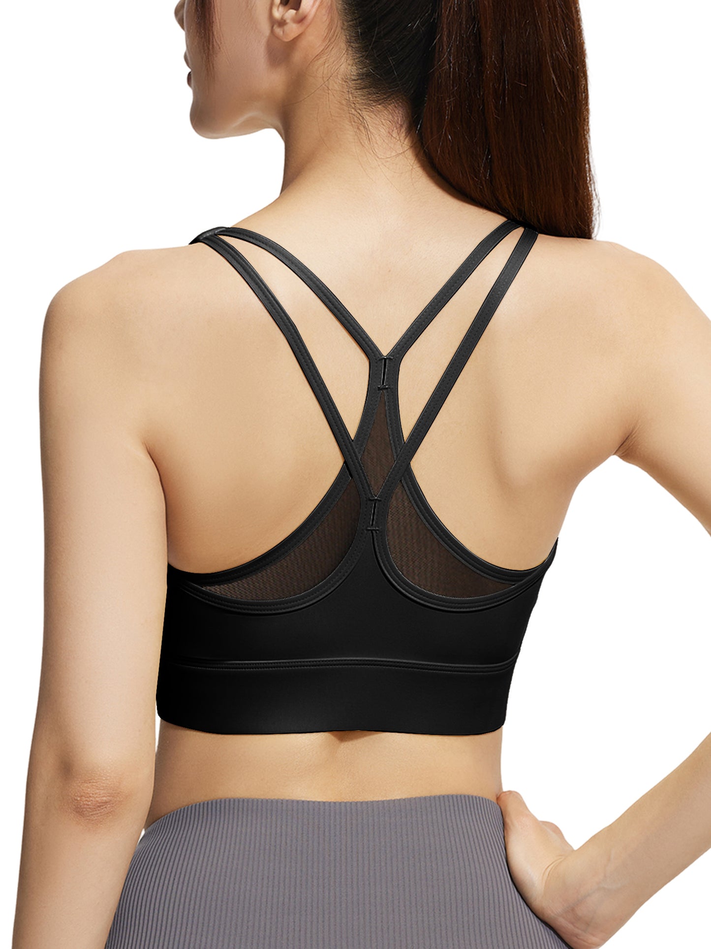 Hanerdun Womens Sports Bras Crossback Padded Supportive for Athletic Workout Yoga Running