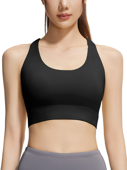 Hanerdun Womens Sports Bras Crossback Padded Supportive for Athletic Workout Yoga Running