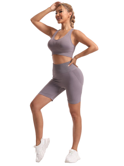 Hanerdun Women's Padded Sports Bras Seamless Crossback Yoga Running Workout Bra