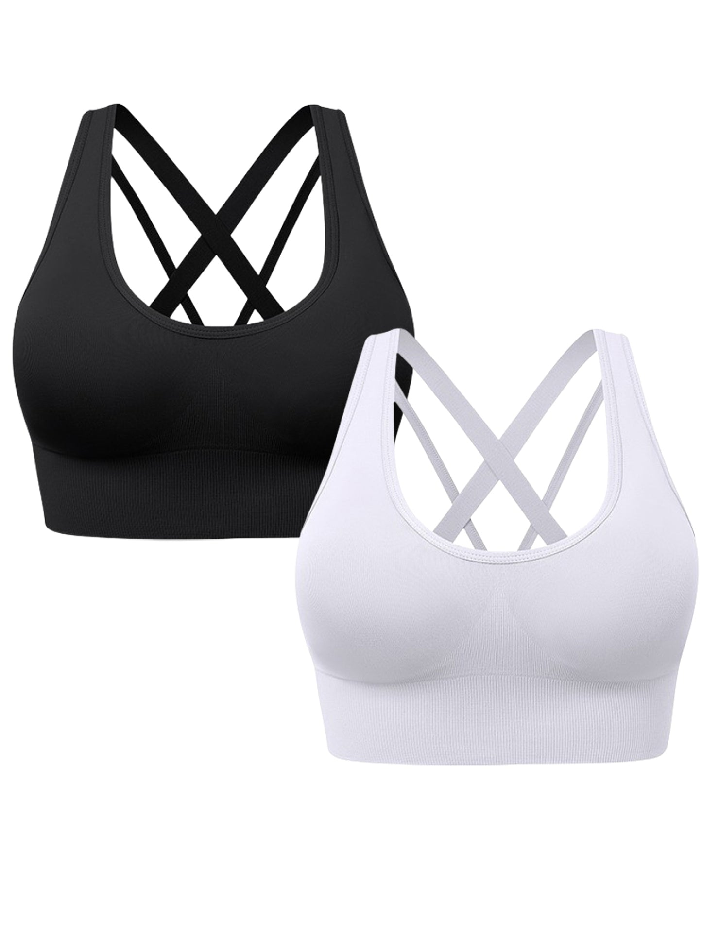 Hanerdun Women's Padded Sports Bras Seamless Crossback Yoga Running Workout Bra