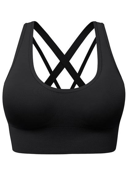 Hanerdun Women's Padded Sports Bras Seamless Crossback Yoga Running Workout Bra