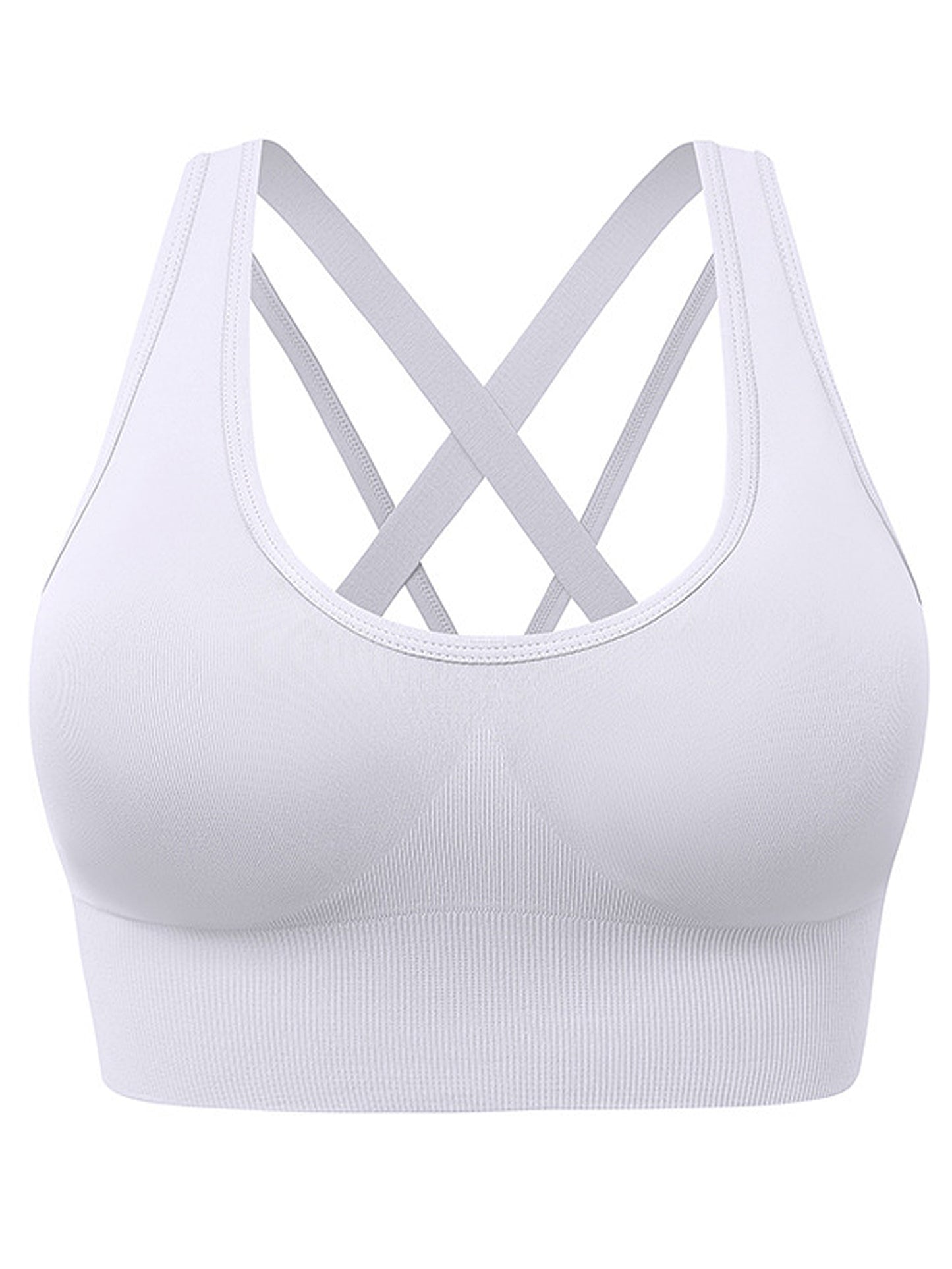 Hanerdun Women's Padded Sports Bras Seamless Crossback Yoga Running Workout Bra