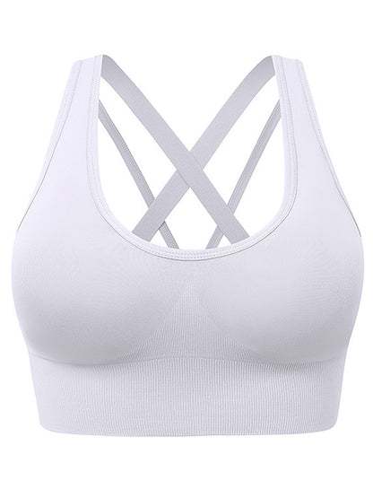 Hanerdun Women's Padded Sports Bras Seamless Crossback Yoga Running Workout Bra