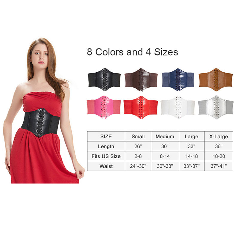 Hanerdun Women Lace-up Corset Waist Belt Stretch Wide Belts for Dress Cinch Waistband