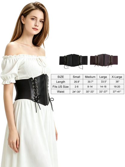 Hanerdun Women Waist Belt with Zipper Elastic Corset Lacing Wide Belts for Dress Waistband