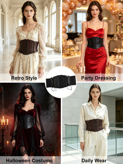 Hanerdun Women Waist Belt with Zipper Elastic Corset Lacing Wide Belts for Dress Waistband