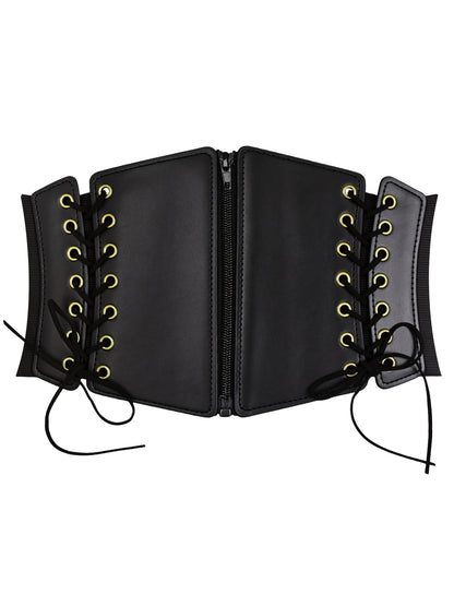 Hanerdun Women Waist Belt with Zipper Elastic Corset Lacing Wide Belts for Dress Waistband