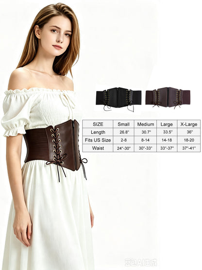 Hanerdun Women Waist Belt with Zipper Elastic Corset Lacing Wide Belts for Dress Waistband