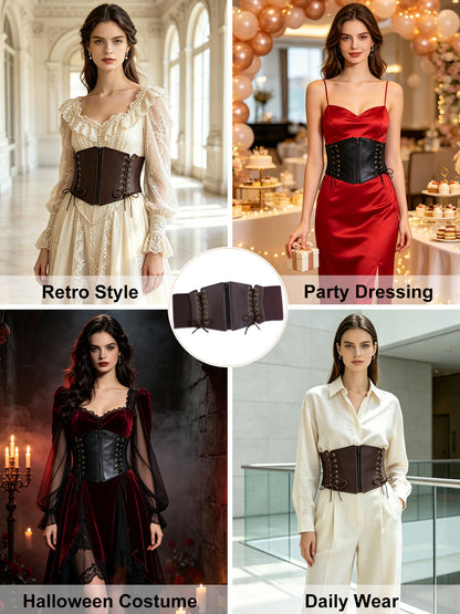 Hanerdun Women Waist Belt with Zipper Elastic Corset Lacing Wide Belts for Dress Waistband